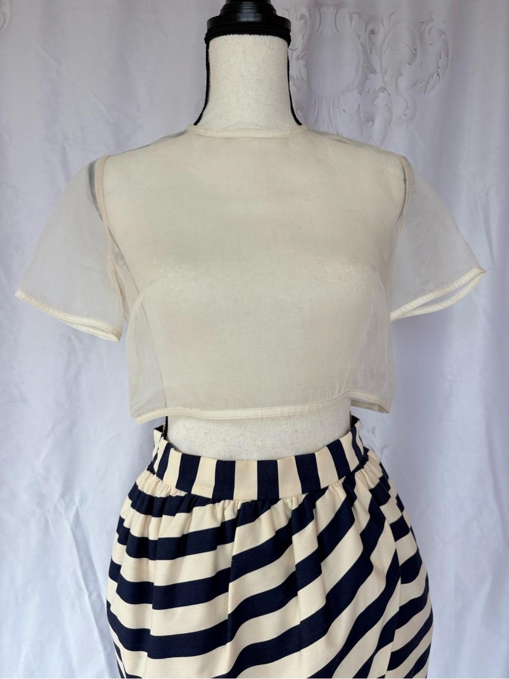 Vivian Chan Sheer Ivory Crop Top - Women's Lightweight Top